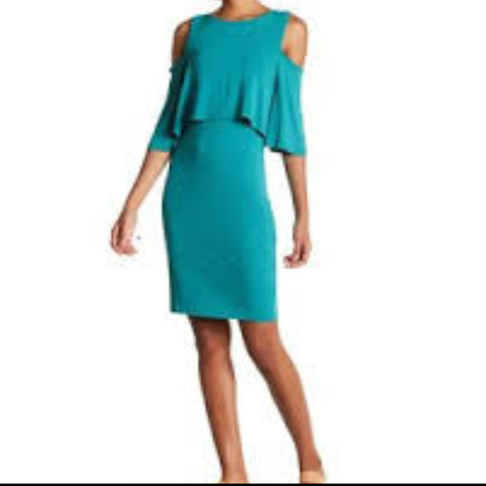Noisy May Parker NWT womens 2 green short sleeve cold shoulders overlay dress